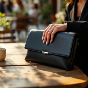 Elegance Noir Leather Clutch